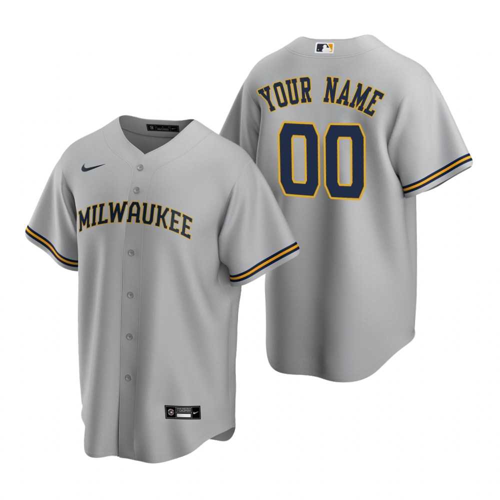 Milwaukee Brewers Customized Nike Gray Stitched MLB Cool Base Road Jersey,We sell and wholesale Milwaukee Brewers Customized Nike Gray Stitched MLB Cool Base Road Jersey on line form chian!
